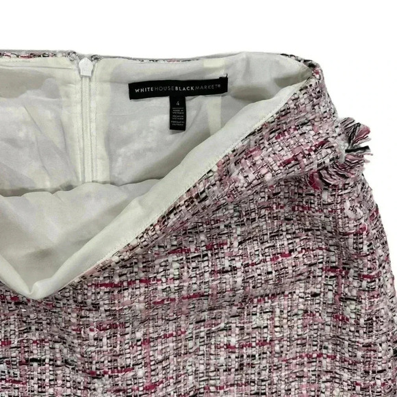 {WHBM} Midi Length Fully Lined Tweed Wool Metallic Weave Pencil Skirt - Picture 4 of 5